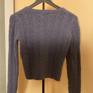 Pink Rose Cable Knit Sweater - Blue